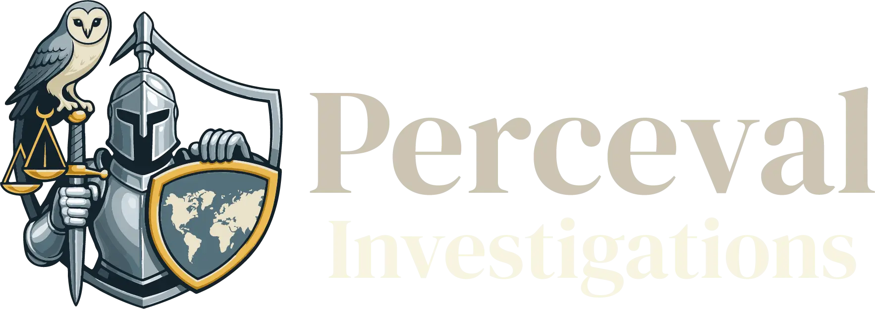 Logo Perceval investigations horizontale version beige