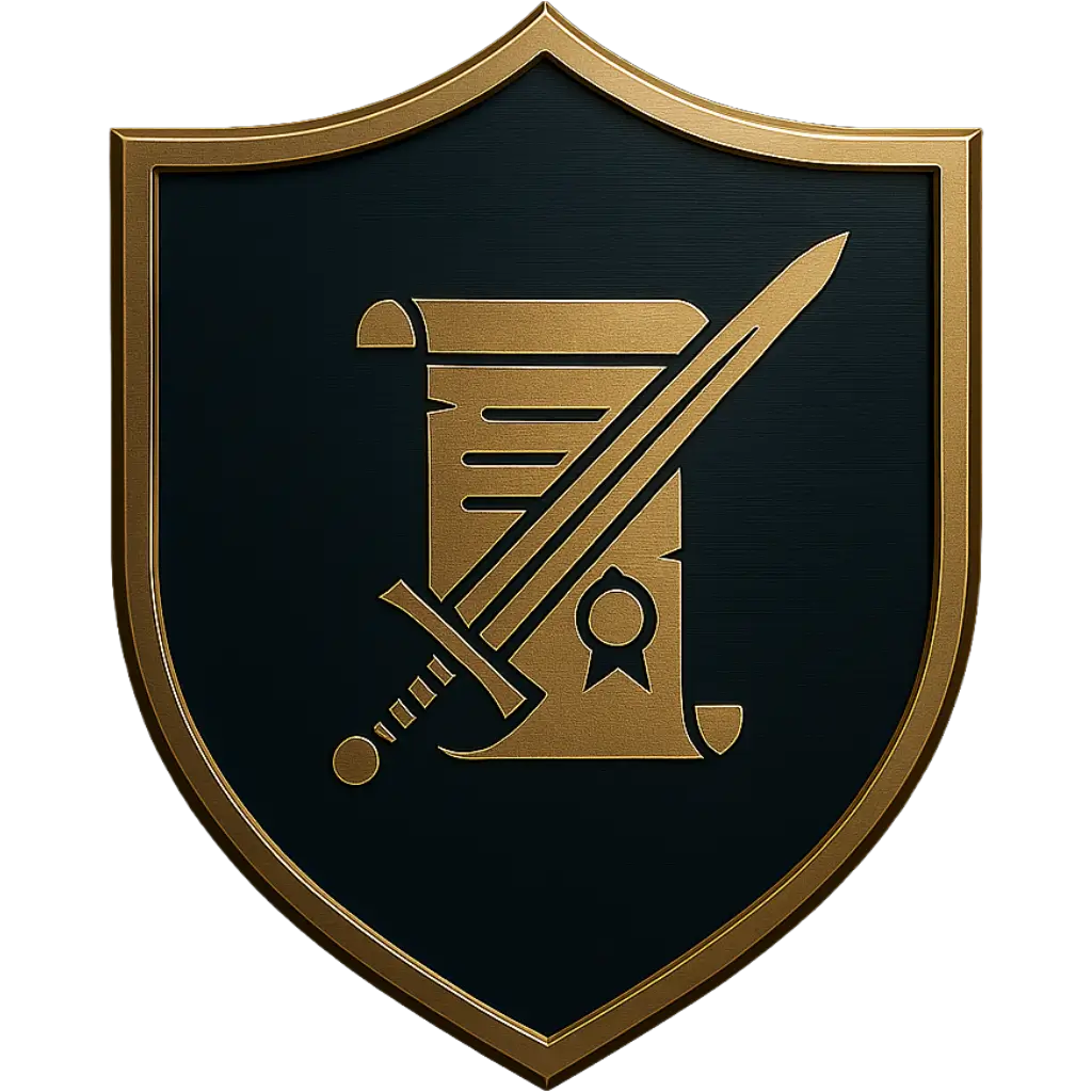 Blason Rapport judiciable professionnels Blason représentant le service de Rapports d’enquête judiciables pour les entreprises à Toulouse - Perceval Investigations